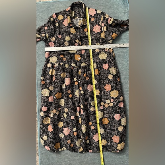 Gudrun Sjödén Whimsical Floral Woven Shirt Dress Organic Linen Modal Size M - Picture 6 of 11